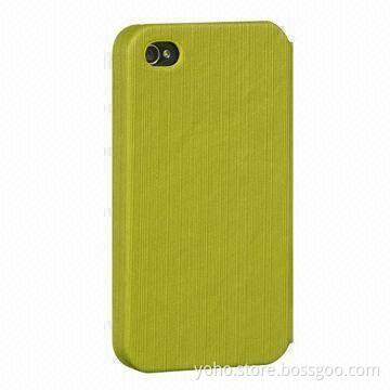 Case for iPhone 4/4S, Green Leather Materials, Any Colors and Logos Available